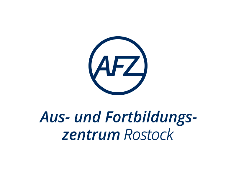 Logo und Verlinkung AFZ Aus- und Fortbildungszentrum Rostock GmbH. Weiterleitung auf die Webseite.